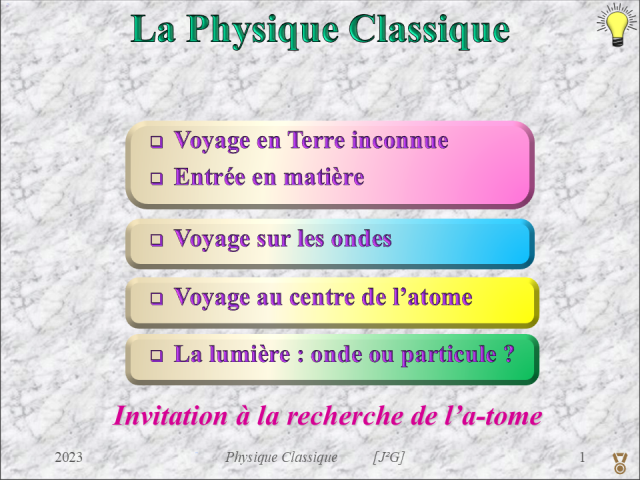 Agenda de la conférence n°1 avec 4 sections distinctes.