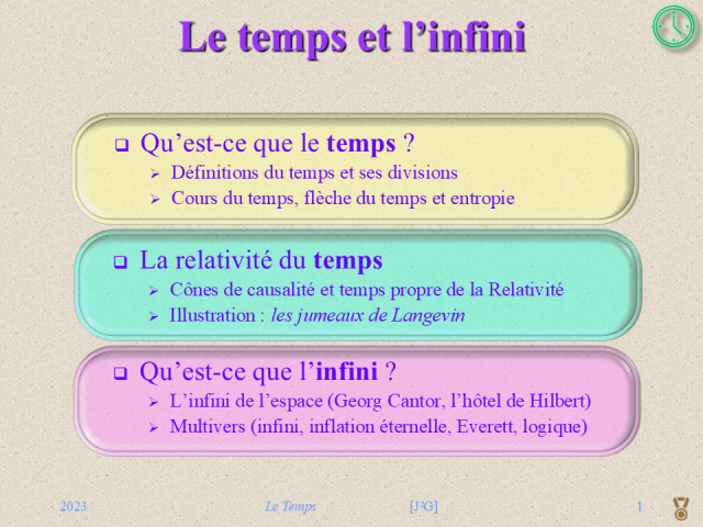 Agenda de la conférence n°8 avec 3 sections distinctes, où l'on invoque l'entropie et les multivers.