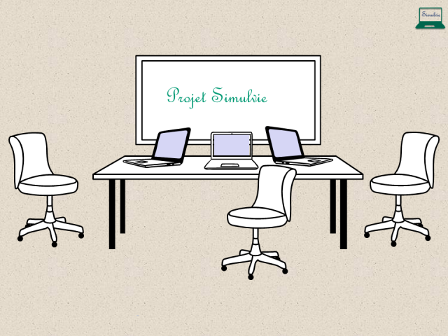 L'intermède spéculatif se passe dans cette salle où la cheffe de projet Alice discute avec le chef du développement Bob à propos du projet Simulvie.